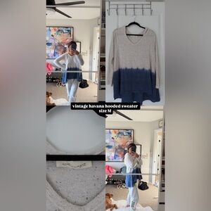 Vintage Havana Navy and Cream Dip-Dye Sweater